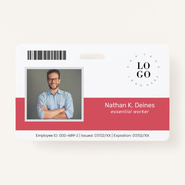 Personalized Employee Photo ID Company Security Badge (Front)