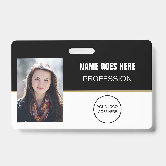Personalized Employee Photo Logo Bar Name Badge (Front)