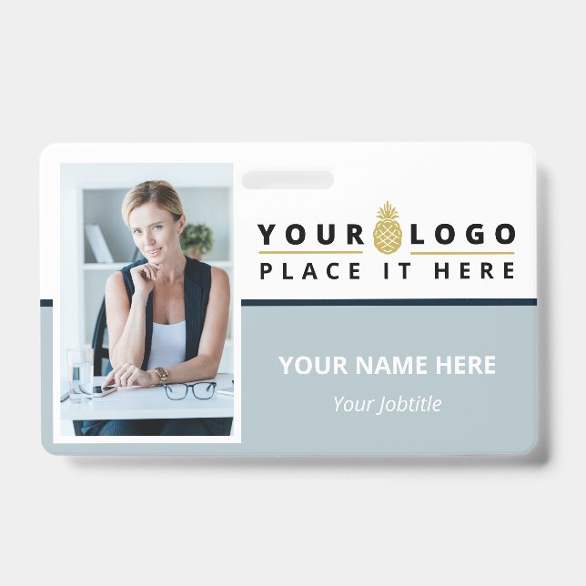 Personalized Employee Photo Logo Barcode ID Badge (Front)