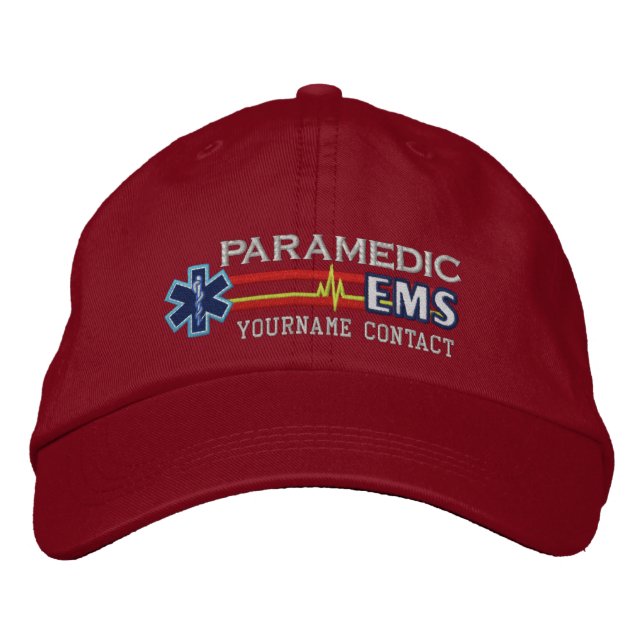 Personalized EMS Paramedic Star of Life Embroidered Hat (Front)