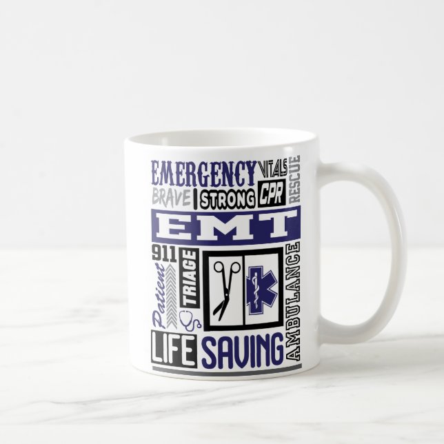 Personalized Emt/Ems SymbolS Words Coffee Mug (Right)