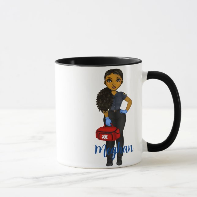 Personalized EMT Fuel Chic Hispanic Woman Coffee Mug (Right)