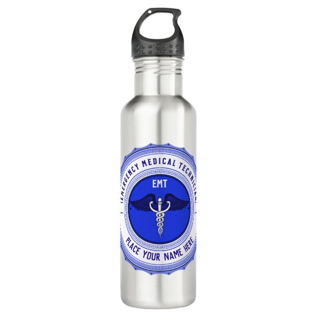Personalized EMT Paramedics Caduceus 710 Ml Water Bottle (Front)