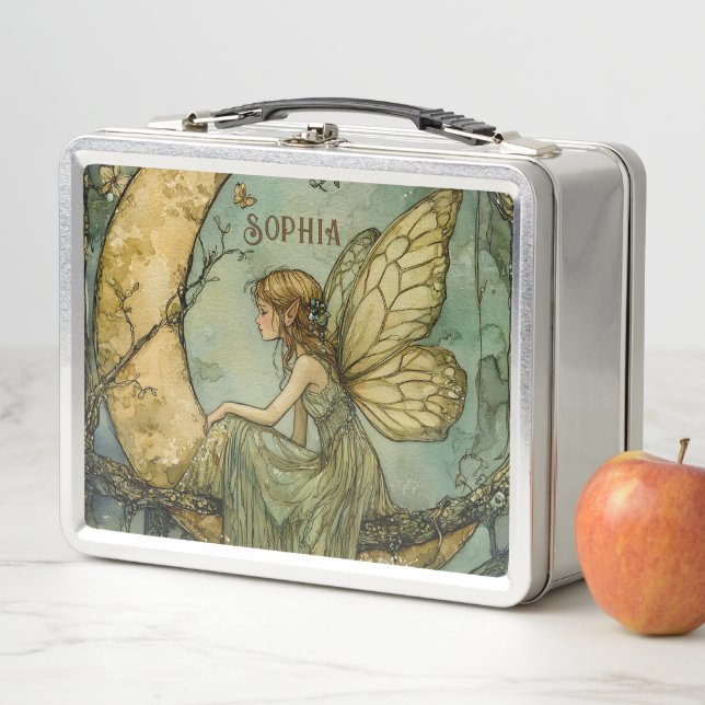 Personalized Enchanted Forest Moon Fairy Metal Lunch Box (In Situ)