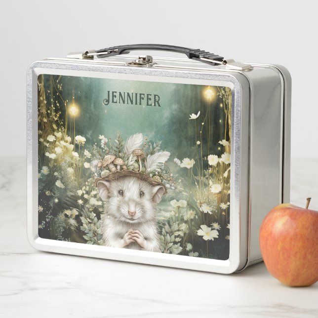 Personalized Enchanted Forest Mouse Metal Lunch Box (In Situ)