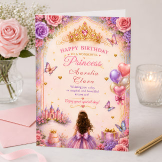 Personalized Enchanted Princess Birthday Greeting Card