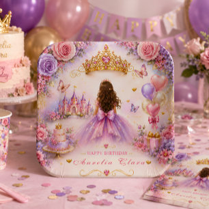 Personalized Enchanted Princess Birthday Paper Plate