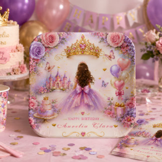 Personalized Enchanted Princess Birthday Paper Plate