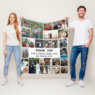 Personalized End Of Year Family 22 Photo Collage Fleece Blanket