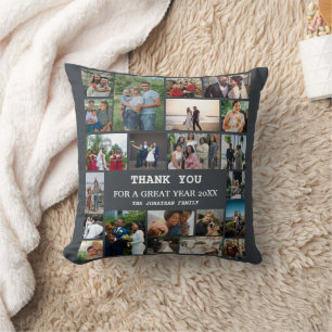 Personalized End Of Year Family 22 Photo Collage Throw Pillow