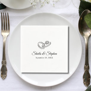 Personalized Engaged Engagement Ring Wedding Party Napkin