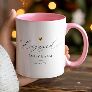 Personalized Engaged Mug with Couple Names & Date