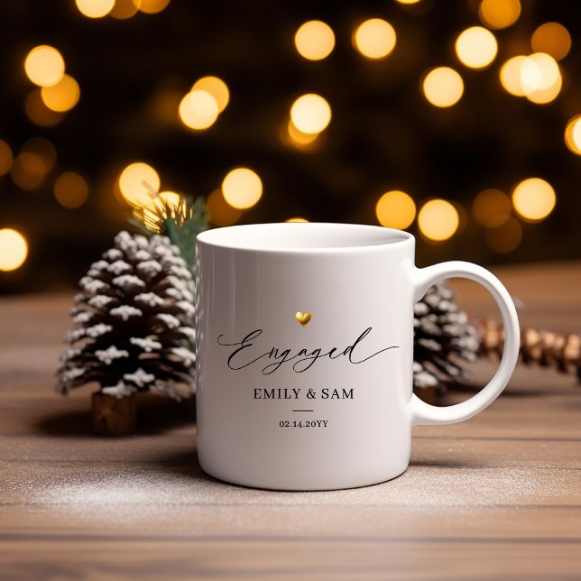 Personalized Engaged Mug with Couple Names & Date (Creator Uploaded)