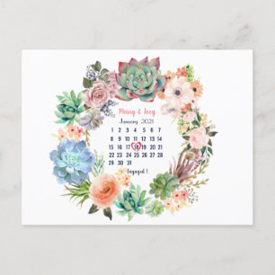 Personalized Engaged -wedding  date 18 of 31 Holiday Postcard