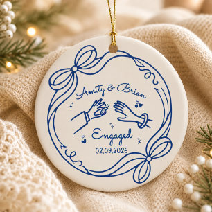 Personalized Engagement Ceramic ornament, Couple Ornament