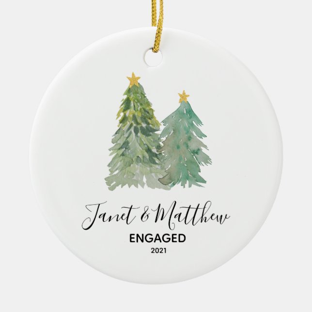 Personalized Engagement Christmas Gift Ornament (Front)