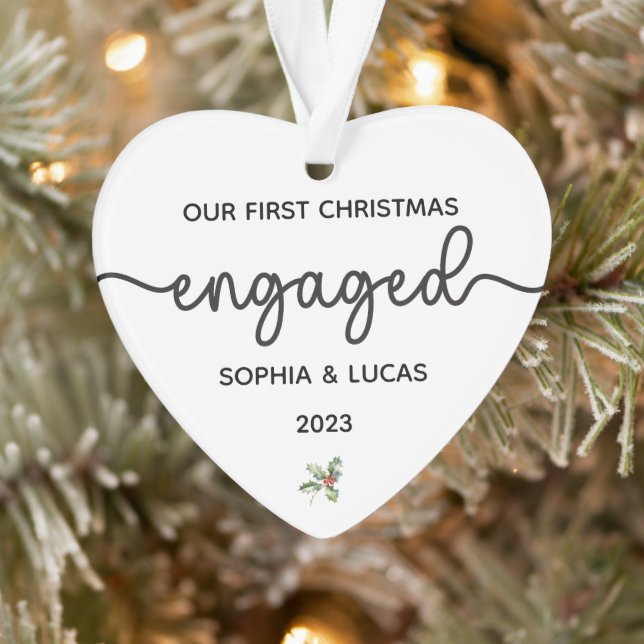 Personalized Engagement Christmas Keepsake Ornament (Tree)