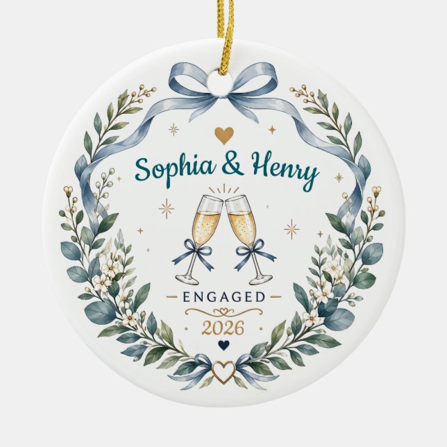 Personalized Engagement Christmas Ornament  (Front)
