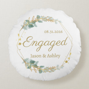 Personalized Engagement Gift Keepsake Round Pillow