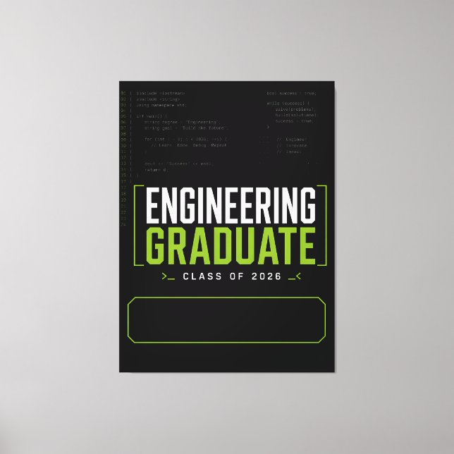 Personalized Engineering Graduate 2026 Name Canvas Print (Front)