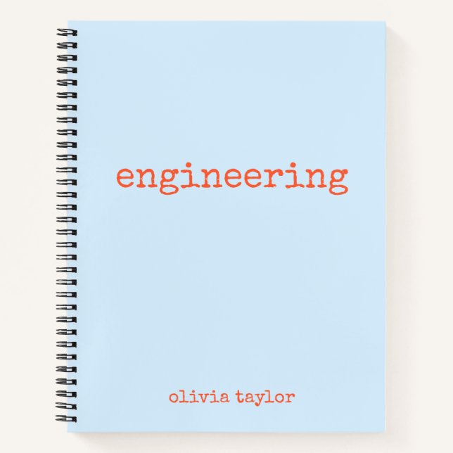 Personalized Engineering Graph Paper Blue Orange Notebook (Front)