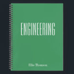 Personalized Engineering Graph Paper Green Name Notebook<br><div class="desc">A cute,  trendy notebook to take to engineering class or for homework with a simple,  minimalist cover in green and space for the school subject and your name to be personalized.</div>