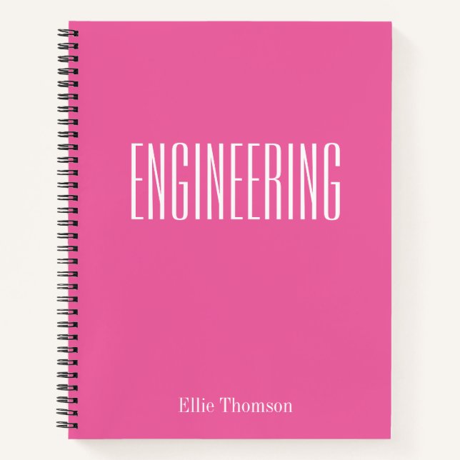 Personalized Engineering Graph Paper Pink Name Notebook (Front)