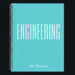Personalized Engineering Graph Paper Simple Aqua Notebook<br><div class="desc">A cute,  trendy notebook to take to engineering class or for homework with a simple,  minimalist cover in turquoise blue and space for the school subject and your name to be personalized.</div>