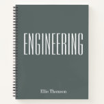 Personalized Engineering Graph Paper Simple Grey Notebook<br><div class="desc">A cute,  trendy notebook to take to engineering class or for homework with a simple,  minimalist cover in forest grey green and space for the school subject and your name to be personalized.</div>