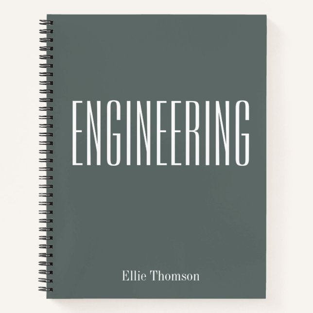 Personalized Engineering Graph Paper Simple Grey Notebook (Front)