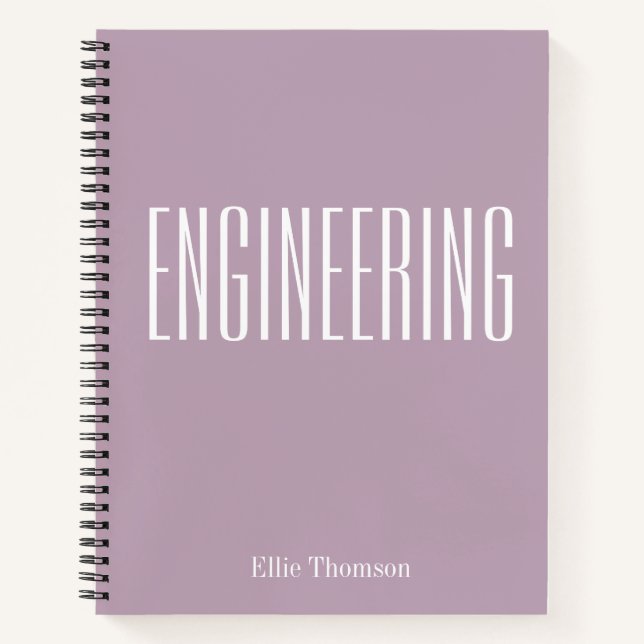 Personalized Engineering Graph Paper Simple Lilac Notebook (Front)
