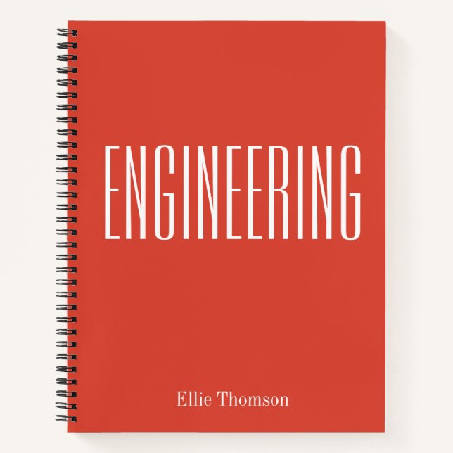 Personalized Engineering Graph Paper Simple Red Notebook (Front)