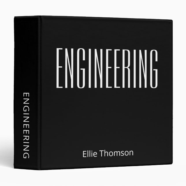 Personalized Engineering School Subject Black Binder (Front/Spine)