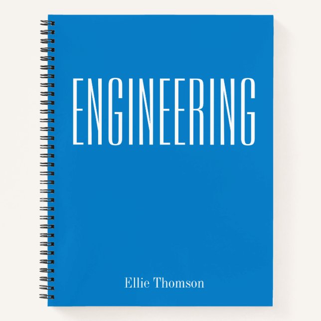 Personalized Engineering Simple Graph Paper Blue Notebook (Front)