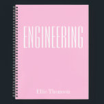Personalized Engineering Simple Graph Paper Pink Notebook<br><div class="desc">A cute,  trendy notebook to take to engineering class or for homework with a simple,  minimalist cover in pink and space for the school subject and your name to be personalized.
*updated with new 2021 colour trends and more space for your name</div>