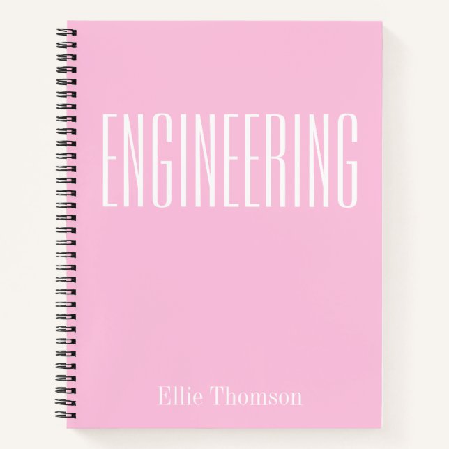 Personalized Engineering Simple Graph Paper Pink Notebook (Front)
