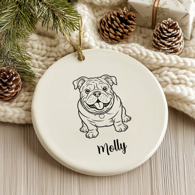 Personalized English Bulldog Dog Christmas Ceramic Ornament (Creator Uploaded)