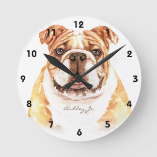 Personalized English Bulldog Square or Round Clock