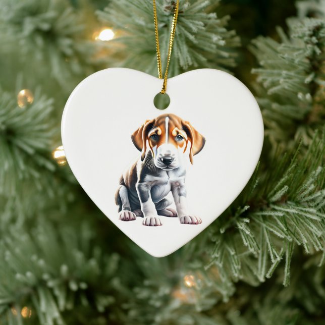 Personalized English Foxhound Puppy Ceramic Ornament (Tree)