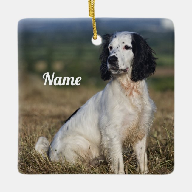 Personalized English Springer Spaniel Ceramic Ornament (Front)