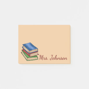 Personalized English Teacher Library Books School Post-it Notes