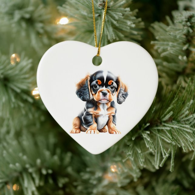 Personalized English Toy Spaniel Puppy Ceramic Ornament (Tree)