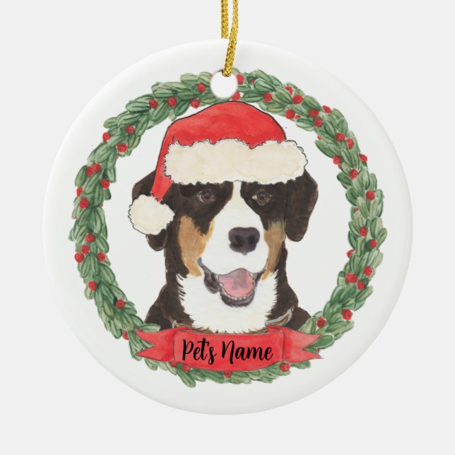 Personalized Entlebucher Mountain Dog Ceramic Ornament (Front)
