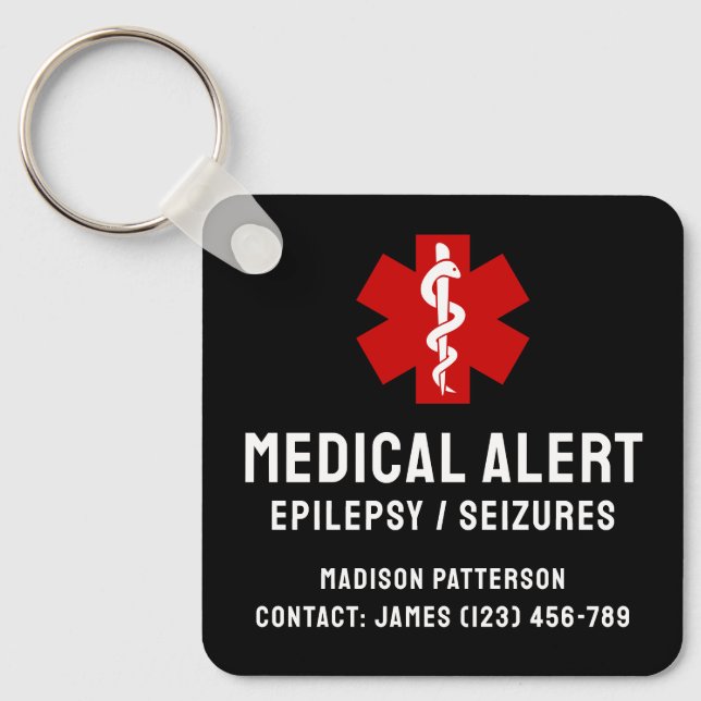 Personalized Epilepsy Emergency Essentials Keychain (Front)