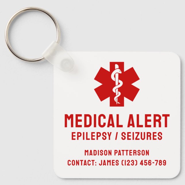 Personalized Epilepsy Emergency Essentials Keychain (Front)