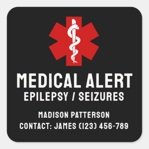 Personalized Epilepsy Emergency Essentials Square Sticker