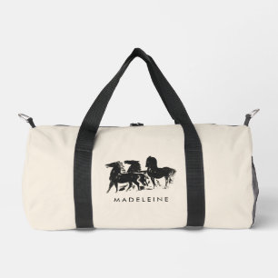 Personalized Equestrian Horse Painting Custom Name Duffle Bag