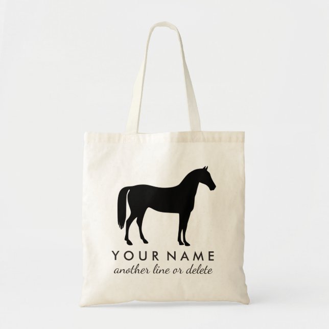 Personalized Equestrian Horse Riding Custom Name Tote Bag (Front)
