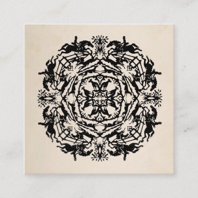 Personalized Equestrian Kaleidoscope Square Business Card (Front)