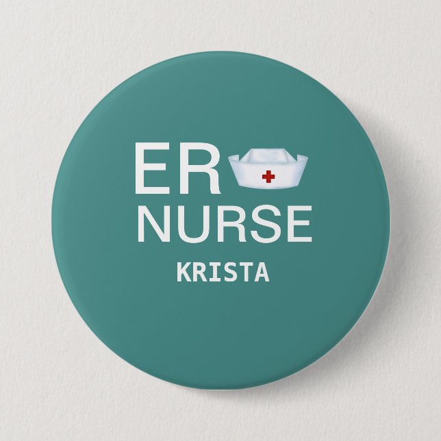Personalized ER Nurse 3 Inch Round Button (Front)